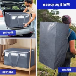 Grote Waszakken met Rits en Label, 105L - Stevige Opbergzakken voor Kleding, Verhuizing en Camping — thumbnail 2