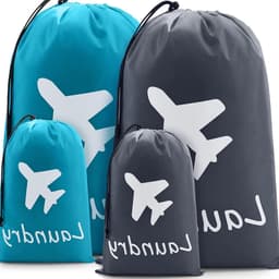 4-delige set waszakken voor reizen, 2 grote opvouwbare waszakken 70x100cm + 2 kleine waszakken 35x50cm, ideaal voor camping, thuis en op kamers — thumbnail 1