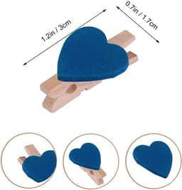 Mini Houten Hartknijpers - Fotoclips Knijpers - Foto's Ophangen - Natuurlijk Hout Materiaal - 3 cm - Blauw — thumbnail 5