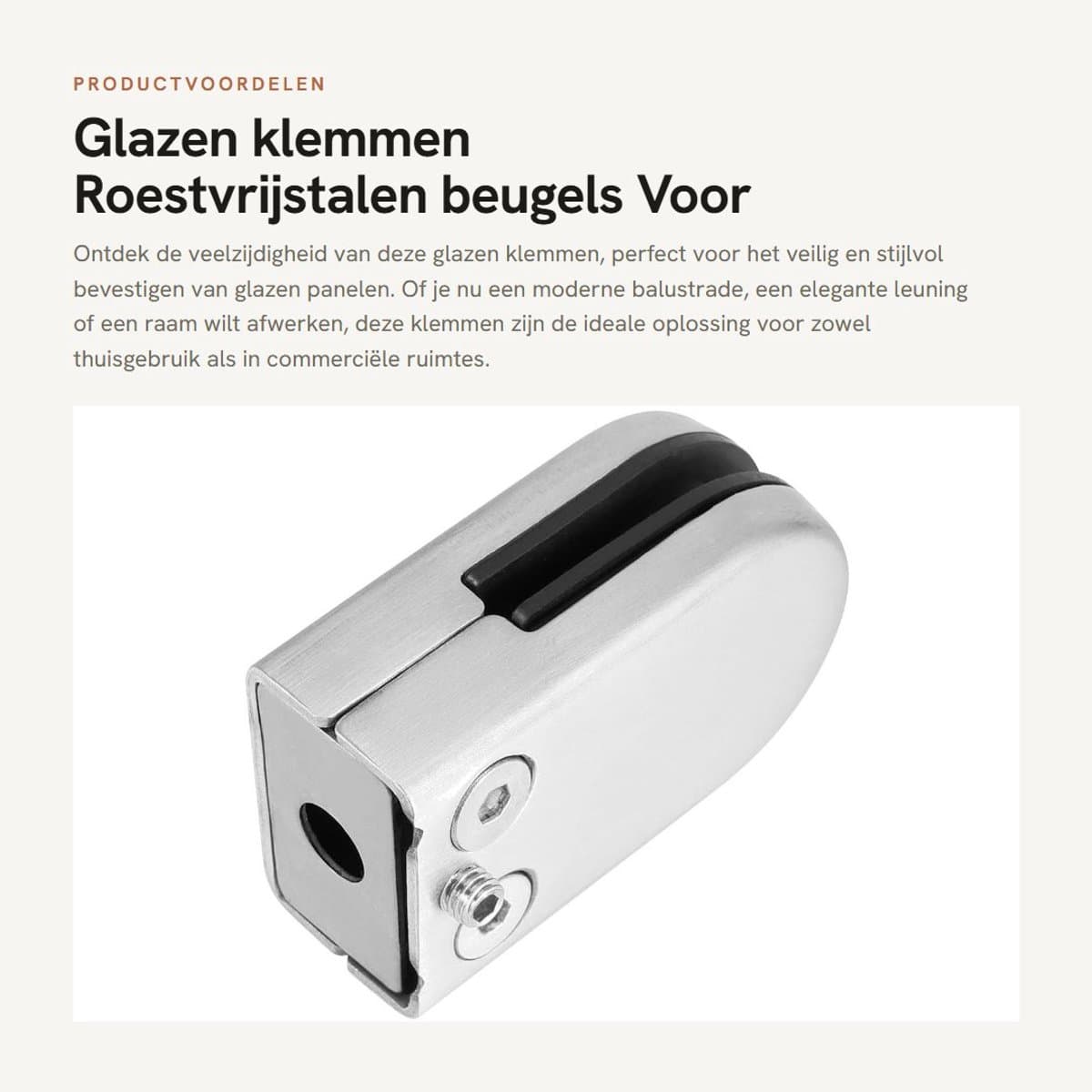 Dailygoods- Glazen Klemmen 10 Stuks - 6-8mm Roestvrijstalen Beugels - Klemhouder voor Glasplaat - Antislip Grip - Veilig en Stevig - Glasklem — afbeelding 1