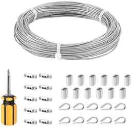 Dailygoods- Staalkabel 30 m - Roestvrij Staal 304 - PVC Coating - Bevestigingsvoorzieningen - Vingerhoed - Hoogwaardige Flexibiliteit - Draadkabel — thumbnail 1
