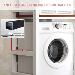 Wasmachine Standaard – Wasmachine Verhoger – Droger Steun – Opbouwmeubel – Stapelrek – Verstelbare Hoogte – Stevig Smeedijzer Met Walnoot Afwerking — thumbnail 2