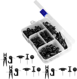 Decoratieve Punaises - Prikbord Clips - Informatie Tonen - Handig Clipontwerp - 140 Stuks - Zwart — thumbnail 1
