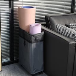 Smalle Opvouwbare Wasmand op Wieltjes (42L) - Hoge Vuilnisbak voor Kleding — thumbnail 3