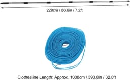 Waslijnpaal Uitschuifbaar - Kledingdroger Buiten - Was Drogen - Roestvrij Staal - 72FT 328FT - Zilver — thumbnail 5