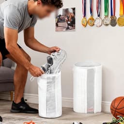 Herbruikbare schoenenwasmachinezakken voor sneakers en tennisschoenen, 360° reiniging, zachte vezels, ideaal voor wasmachine en droger, 2 stuks (wit) — thumbnail 2