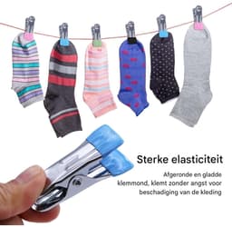 GELLDG Roestvrijstalen Wasknijpers - Sterke Klemmen - PVC Gecoat Geschikt voor Spoortloos Gebruik - Windbestendig Met Precisieveren - 40 Stuks Set - Geschikt voor Waslijn En Kantoor - Blauw, Zwart, Groen, Roze — thumbnail 4