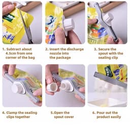 Sluitclips voor voedselbewaring met uitschouder - 6 stuks, ideaal voor keuken en kantoor — thumbnail 3
