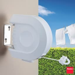 Metaltex - Lundy - Uittrekbare Waslijn - Wanddroger - 15m Drooglengte - Automatisch Oprolsysteem - Inclusief Montagemateriaal - Wit — thumbnail 2