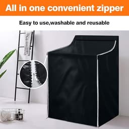 Wasmachine Beschermhoes - 210d Oxford Stoffen - Wasmachine Hoes - Wasmachine Beschermer - Waterdicht, Zonwerend En Stofdicht - Wasmachine Overtrek - Stof- En Anti-Verouderingshoes - 75 X 73 X 110 Cm - Zwart — thumbnail 3