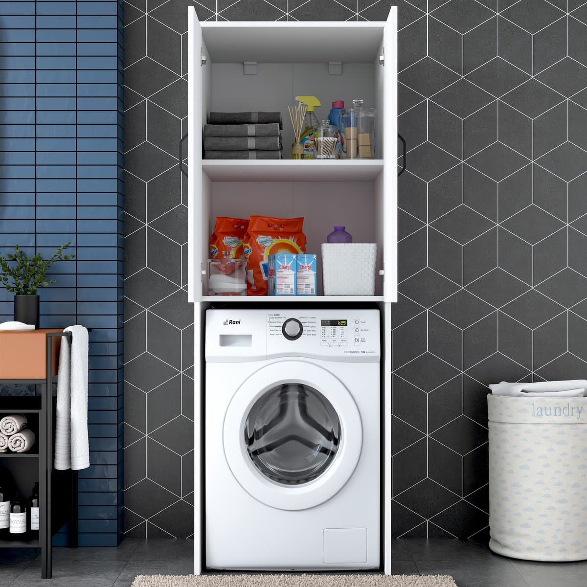 KD110 Wasmachinekast | 100% MELAMINE | Wit - Emob - Wasmachine Ombouw - Wit - Melamine; Spaanplaat — afbeelding 1