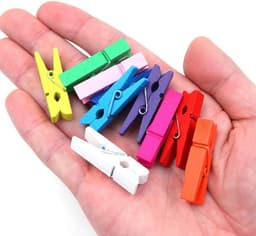 50 houten wasknijpers van 1,3 inch met 2 meter jute koord voor knijpers, decoratie en hobbygebruik — thumbnail 5