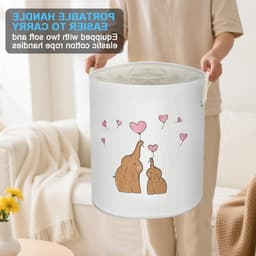 Vouwbare Ronde Wasmand voor Baby's en Kinderen, Ideaal voor Kleding, Speelgoed en Organisatie in Kinderkamers, Inclusief Handvat voor Gemakkelijk Transport — thumbnail 5