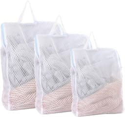3-delige Waszak Set voor de Wasmachine met Handvatten - Herbruikbare Netzakken voor Ondergoed, Truien en Sjaals (Blauw) — thumbnail 1