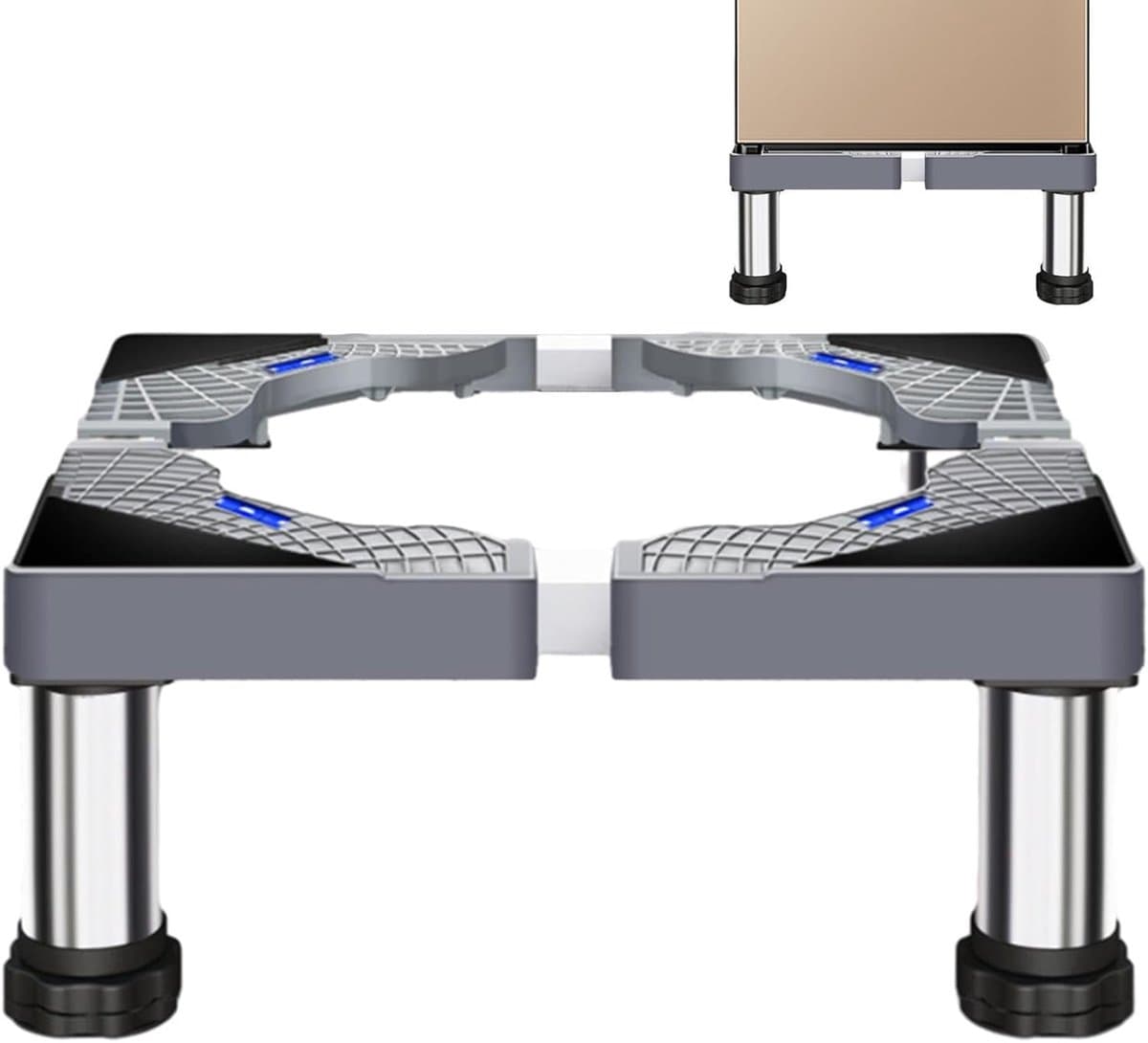 Wasmachine verhoger - Apparaat voetstuk - Apparaten verhogen - Verstelbare lengte - 60x60x20 cm - Zilver — afbeelding 1