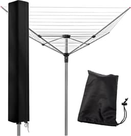 Draagbare hoes voor wasrek, draaibaar, 160 x 15 x 15 cm, 420D Oxford stof met rits en zilveren PU-coating, geschikt voor de meeste paraplu droogrekken en beschermt tegen weer en stof — thumbnail 1