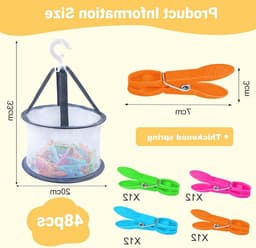 Kleurige Plastic Wasknijpers - Stevige Antislip Klemmen voor Handdoeken, Kleding en Sokken met Windbescherming - 48 Stuks — thumbnail 3