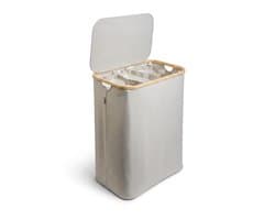 Alles & Co. XXL Wasmand 141 Liter - 3 Vakken Wassorteerder - Met Uitneembare Waszakken - Bamboe & Grijs