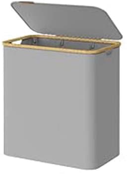 Wasmand 60 x 38.5 x 70.5 cm, grijs met deksel, 3 vakken voor vuile was, met 3 afneembare mesh voeringen. Grote capaciteit van 150 liter, modern en eenvoudig design — thumbnail 1