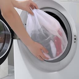 2 x Waszak met trekkoord, herbruikbare fijnmazige waszak voor de wasmachine, blouse, ondergoed, bh-sokken (60 x 80 cm) - Wit — thumbnail 5