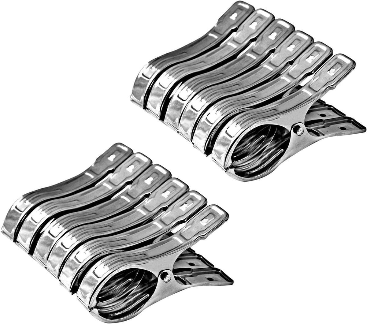 Grote wasknijpers - 12 stuks Wasknijpers - 12*6cm Roestvrijstalen wasknijpers - Winddichte clips - Geschikt voor het drogen van kleding - Winddicht drogen van kleding - Kledinghanger voor het drogen van quilts (12 stuks) — afbeelding 1