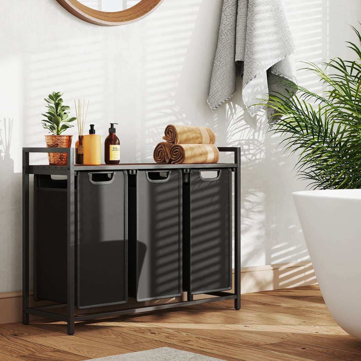 Wasmand – 3 Compartimenten – Wasverzamelaar – Met Plank – Duurzaam — afbeelding 1