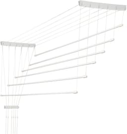 KADAX Plafondwasdroger, wasdroger voor het plafond 6, wanddroger met polyethyleen beklede stalen spijlen, plafonddroger, draagvermogen 12 kg (6x 190/wit) — thumbnail 1
