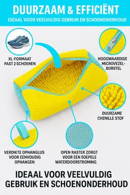 Waszakken - 2 delige wasnet met rits - Waszakken voor sneakers ,schoenen- 39 x 19 Cm | - Herbruikbaar | Shoe Laundry bag|Waszak wasmachine — thumbnail 4