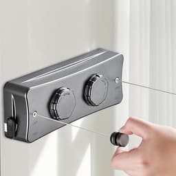 Onzichtbare dubbele waslijn - intrekbaar - geen gaten - 5,1 m - anti-doorhangen - hoge belastbaarheid - veilige wandmontage - voor balkon, badkamer en wasruimte — thumbnail 5