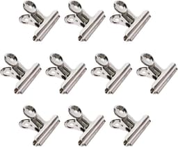 10 stuks Vershoudclips - voor afsluiten voedselzakken - 50MM Zilveren Metalen Clip Mappen - Kantoor Clips - Ronde Clips van Roestvrij Staal - Mappen - Vaste Paperclips - Voor Etiketten, Afbeeldingen, Documenten en Foto's — thumbnail 1