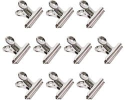 10 stuks Vershoudclips - voor afsluiten voedselzakken - 50MM Zilveren Metalen Clip Mappen - Kantoor Clips - Ronde Clips van Roestvrij Staal - Mappen - Vaste Paperclips - Voor Etiketten, Afbeeldingen, Documenten en Foto's