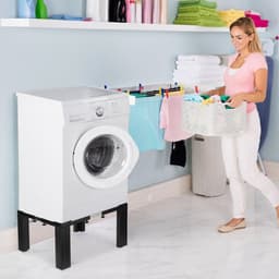 Wasmachine verhoger - Verstelbaar Wasmachine opbouwmeubel - Wasmachine Sokkel - Maximale draagkracht: 1000 pond - Zwart + Zilver — thumbnail 3