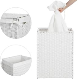 Nancy's Wasmand - Wassorteerder - Handgevlochten - 110L Wit — thumbnail 4