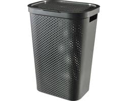 Curver Infinity Recycled Dots Wasmand met deksel - 60L - Antraciet — afbeelding 1