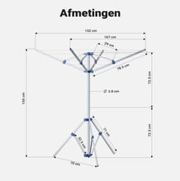 Mobiele Kleerhanger met 4 Armen en 16 Meter Waslijn — thumbnail 3