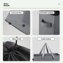 Wasmand Oxford doek wasmand Opvouwbare Wasmand Moderne Wasverzamelaar met Handvatten voor slaapkamer, badkamer, slaapzaal,45L (DonkerGrijs) — thumbnail 2
