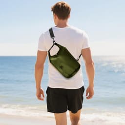 Dry Bag 5L Waterdichte Tas, Waterdichte Opbergtas, Waterdichte Dry Bag met Rolsluiting en Schouderriem voor Strand, Zwemmen, Boot, Kajak, Vissen, Raften, Kamperen, A3-Groen — thumbnail 3