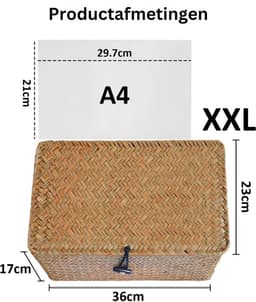DailySupplies® Rieten Wasmand met Deksel - 35x25x15CM-Bruin — thumbnail 2