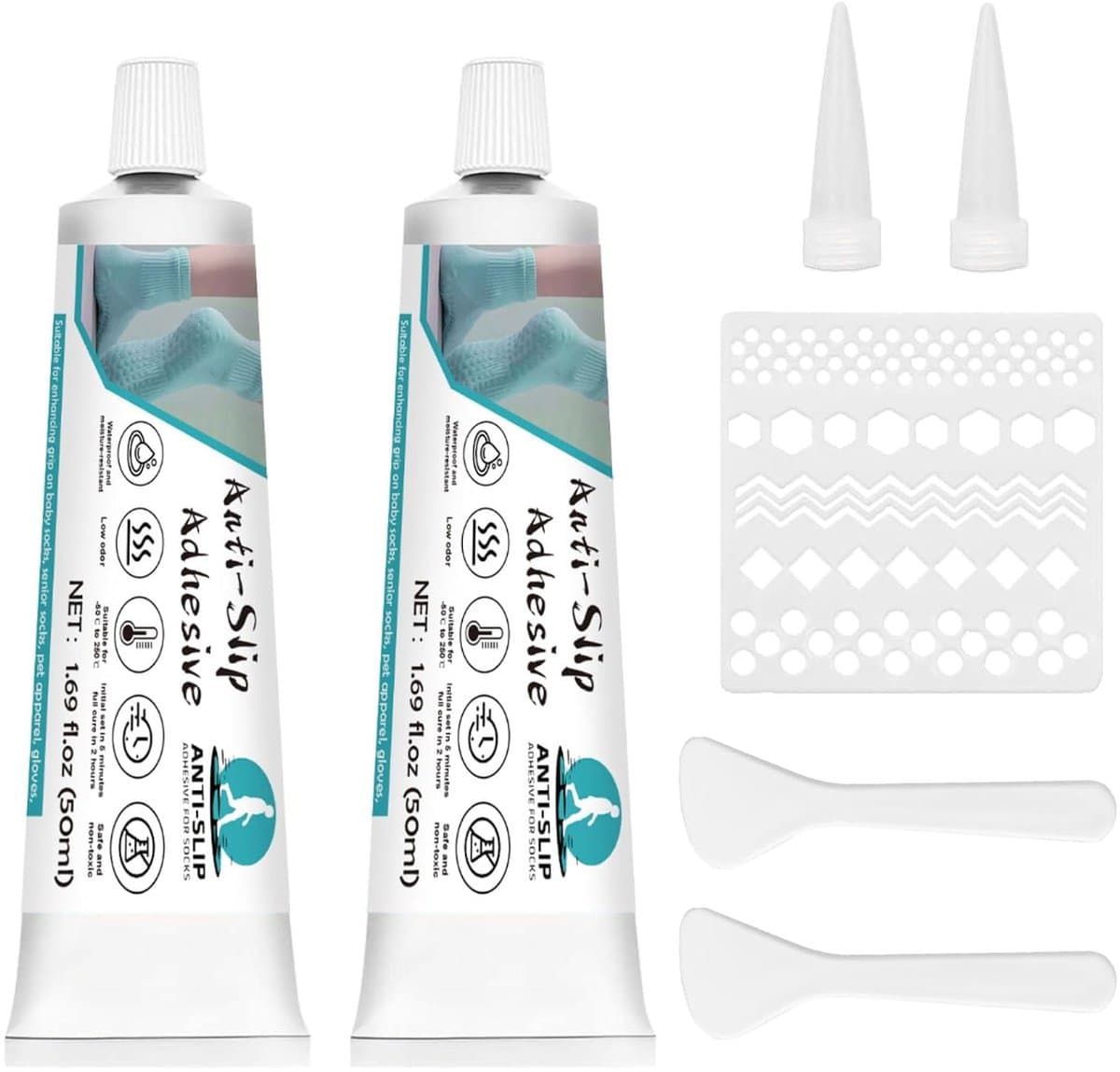 Stop Lijm, 100 ml Helder, Waterdichte Antislip Lijm voor Sokken, Hangers, Tapijten, Badkamermatten, Latexvrij en Waterbasis, Geurloos en Wasbaar — afbeelding 1