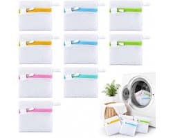 Kleine Waszakken voor Wasmachine - Multicolor - 13 x 12 cm - Fijne Honingraatstructuur met Verborgen Rits - Voor Sokken en Lingerie