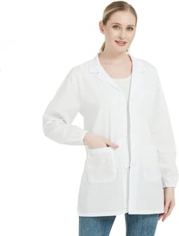 Jas, laboratoriumjas, doktersjas, doktersjas, voor vrouwen, witte jas voor dames, geschikt voor studenten, wetenschappelijk laboratorium, verpleegster, cosplay, katoenen jas, wit, M — thumbnail 5