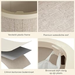 Wasmand 2 Vakken met Deksel, Grote Opvouwbare Wasmand met Uitneembare Zakken, Laundry Basket voor Badkamer, Slaapkamer en Wasruimte, 145L, Beige — thumbnail 4
