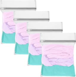 Wassenet Set - Wäschenetz voor Waschmaschine - 4 Stuks 30x40cm - Reißverschluss en Polyester - Bescherming voor Fijne Was - Wit — thumbnail 2