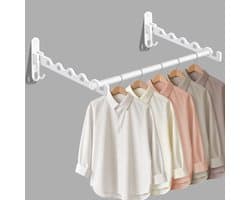 SnelShoppen - Opvouwbare Wand Droogrek met 90° Rotatie voor Badkamer, Slaapkamer, Hotel, Wasruimte (Wit, 2 Pack + Bar)