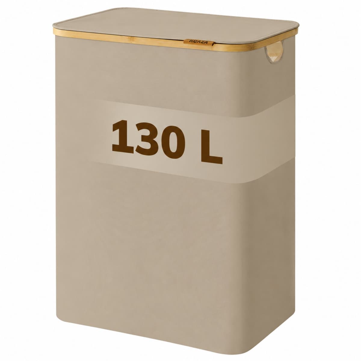 ACAZA Wasmand Met Deksel - 2 Vakken - 130 L - Bamboe - 52 x 38,5 x 70,5 cm - Zand — afbeelding 1
