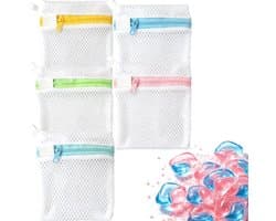 5 Stks Waspod Anti-Plakken Tas Kleine Mesh Waszakken Duurzaam Polyester Opslag Waszak voor Geurende Kralen voor Delicaten Mini Duurzame Wasmachine Opvouwbare Bescherm Delicate Kleding