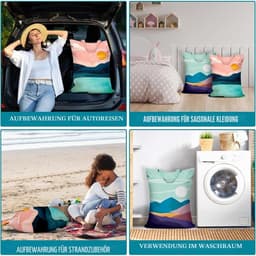 Waszak Groot - 58*46CM - Waszakken - 2 Stuks - Laundry Bag - Wasnet - Zak met ritssluiting - Polyester - Maan- en zonpatroon — thumbnail 2