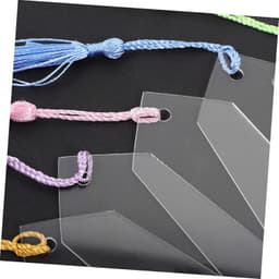 1set Transparante Acryl Boekmerken Met Kleurige Flowertassels Onvoltooide Blanke Boekmerken Voor Creatieve Projecten Studeren — thumbnail 4