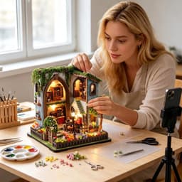 Volwassenen Miniatuur Huis Kits Warm Licht Realistisch Creatief Plezi — thumbnail 5