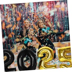 1set Grote Cijfers Ballonnen Zwart Gouden Aluminium Folie Ballonnen Voor Nieuwjaarsfeest Afstudeerfeest Decoraties Eenvoudig Te Inflateren Met Pomp of Machine — thumbnail 2